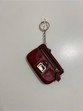 Dooney and Bourke Red Leather Mini Key Pouch with Chain